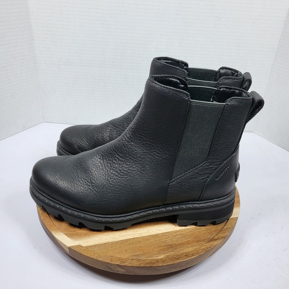 Sorel Lennox Chelsea Boots Women 9.5 Black Waterproof Leather LL6079-010